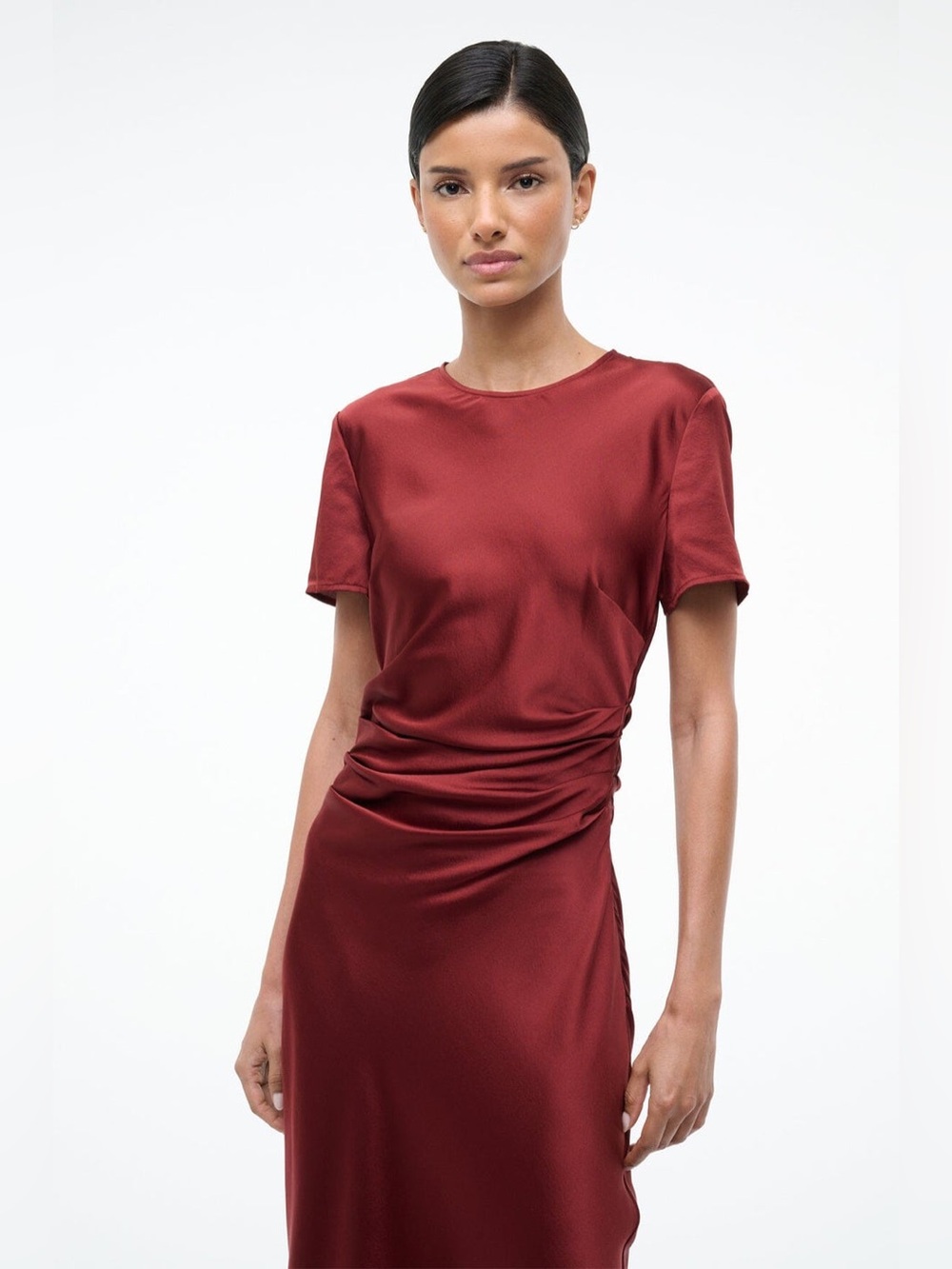 Staud Marcel Silk Dress in Sangria 4 - Picture 5 of 11
